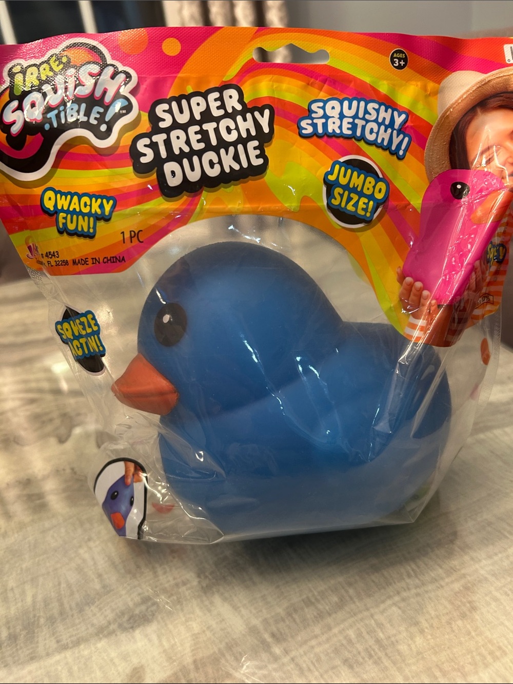 Super Stretchy Duckie - Blue Squishy Stretch Toy by